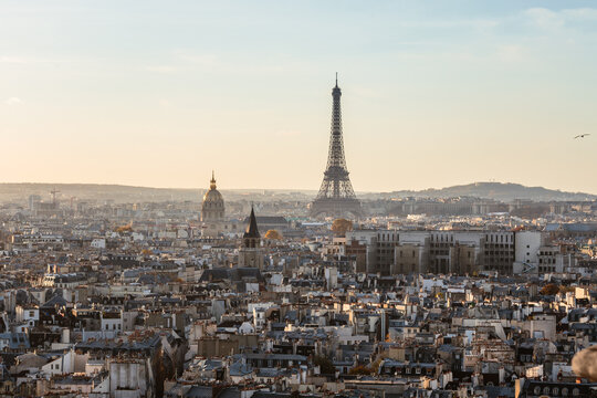 City of Paris at sunset, Ile de France, France