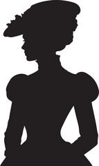 Silhouette of a woman in 1800s Dutch fashion, capturing the elegance and distinctive style of the era with a hat and puffy sleeves.