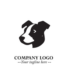 Loyal Head of Dog Logo Symbol in Black on White Background with Modern Minimalist Design