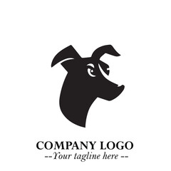 Loyal Head of Dog Logo Symbol in Black on White Background with Modern Minimalist Design