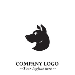 Loyal Head of Dog Logo Symbol in Black on White Background with Modern Minimalist Design