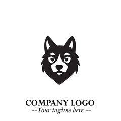 Loyal Head of Dog Logo Symbol in Black on White Background with Modern Minimalist Design