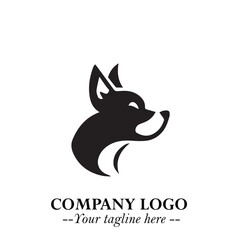 Loyal Head of Dog Logo Symbol in Black on White Background with Modern Minimalist Design
