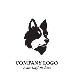 Loyal Head of Dog Logo Symbol in Black on White Background with Modern Minimalist Design