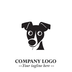 Loyal Head of Dog Logo Symbol in Black on White Background with Modern Minimalist Design