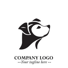 Loyal Head of Dog Logo Symbol in Black on White Background with Modern Minimalist Design
