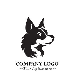 Loyal Head of Dog Logo Symbol in Black on White Background with Modern Minimalist Design