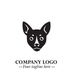 Loyal Head of Dog Logo Symbol in Black on White Background with Modern Minimalist Design