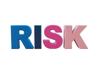 The word risk rendered in colorful 3d letters isolated on transparent background