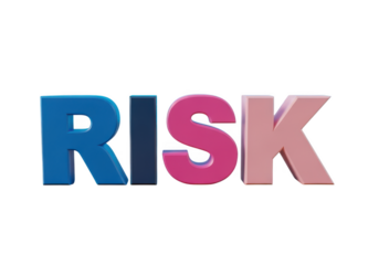 The word risk rendered in colorful 3d letters isolated on transparent background
