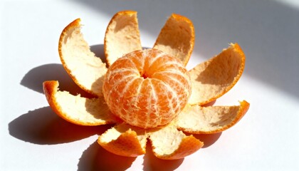 Freshly Peeled Mandarin Orange in Bright Natural Light