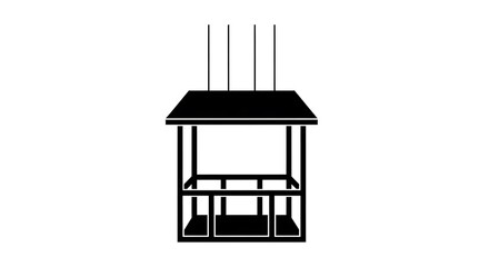 Minimalist Black Silhouette of a Bird Feeder with a Roof and Four Legs.