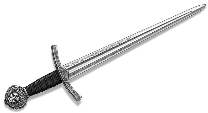 Medieval Sword with Lion Pommel - A Symbol of Courage and Strength.