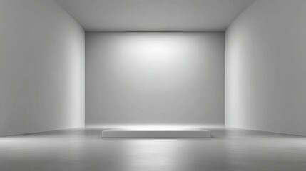 Fototapeta premium Blank gray gradient background for product display, white backdrop empty studio with room floor, 3D rendering minimalist mockup scene, clean soft lighting, copy space for branding and social media