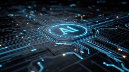 Exploring ai technology innovations digital landscape graphic design virtual environment high-tech viewpoint conceptual future