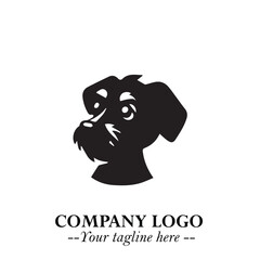 Cute Head of Dog Logo Symbol in Black on White Background with Modern Minimalist Design