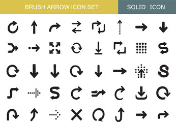 Brush Stroke Arrow Icons Set | Hand Drawn Direction, Up, Down, Left, Right, Rotate, Refresh, Loop, and Navigation Symbols Collection