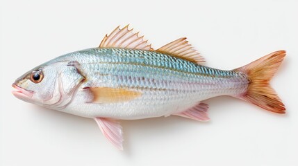Whole Raw Sea Bass Fish Prepared for Cooking Against a Clean White Background with Neutral Lighting