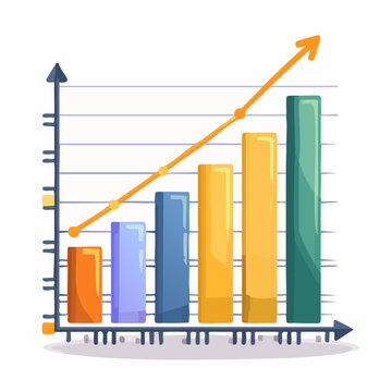 Bar chart graph showing upward trend with arrow, representing growth and positive performance in business or finance