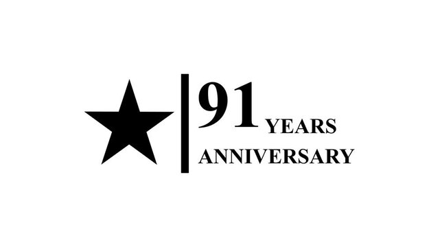 91 years anniversary motion graphic 4K footage with star. 4K motion animation. particles and number. Animated 91 years Birthday Wishes , Background with alpha channel 4k ..