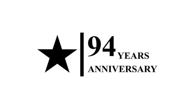 94 years anniversary motion graphic 4K footage with star. 4K motion animation. particles and number. Animated 94 years Birthday Wishes , Background with alpha channel 4k ..