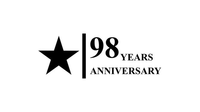 98 years anniversary motion graphic 4K footage with star. 4K motion animation. particles and number. Animated 98 years Birthday Wishes , Background with alpha channel 4k ..