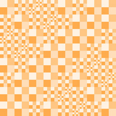 Orange Pixelated Fractal Checkerboard Seamless Pattern
