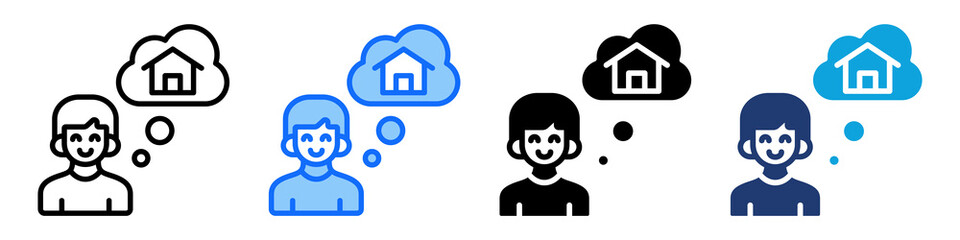 Life Dreams Icon Set Multi Style Vector Illustration