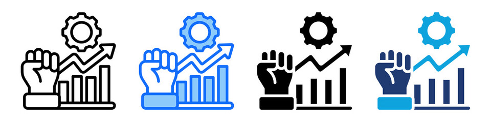 Empowering Progress Icon Set Multi Style Vector Illustration