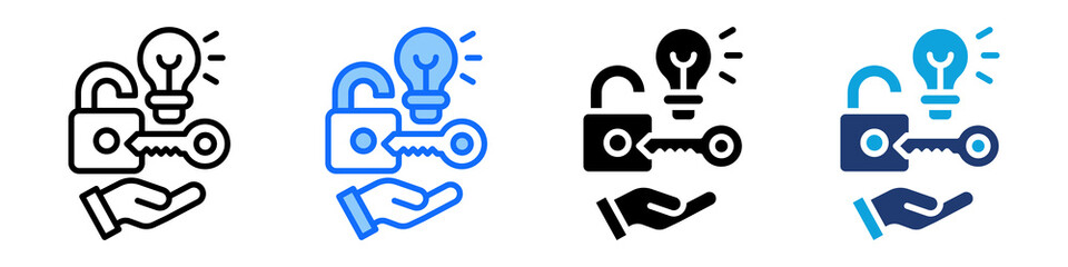 Unlock Potential Icon Set Multi Style Vector Illustration