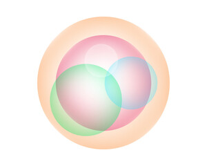 Abstract overlapping colorful circles with transparency on transparent background