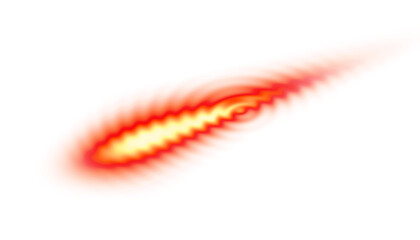 Single Fiery Comet Trail Transparent PNG with Burning Light Streak Effect