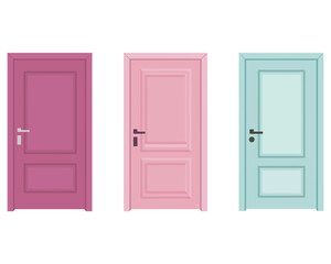 Colorful Doors Illustration Minimalist Design for Interior Decor or Design