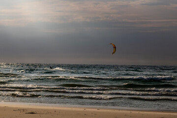 kite surfing on the beach