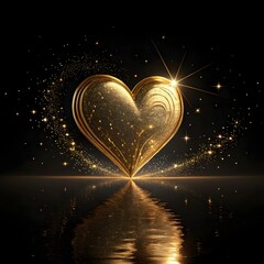 Golden Heart Reflection – Celestial Love and Ethereal Glow

