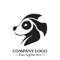 Cute Head of Dog Logo Symbol in Black on White Background with Modern Minimalist Design