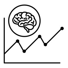 brain line graph line icon with editable stroke