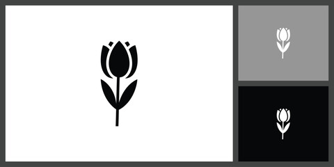Tulip Flower Silhouette Icon for Spring