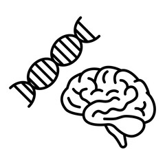 brain with DNA strand line icon with editable stroke