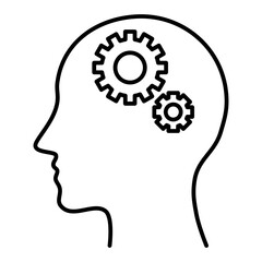 head with gear line icon with editable stroke
