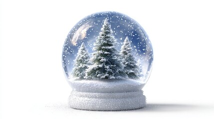 Clean snow globe on white background isolated transparent crystal ball winter holiday decoration mockup minimal festive design element for branding greeting cards product display and social media