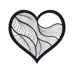 Stylized Black and White Heart with Intricate Pakistani Henna Patterns

