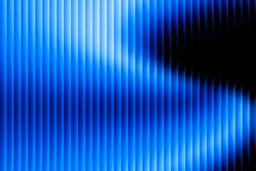 Illustration of abstract vertical blue and white striped pattern with glowing light effects, creating a futuristic and dynamic background with a sense of movement