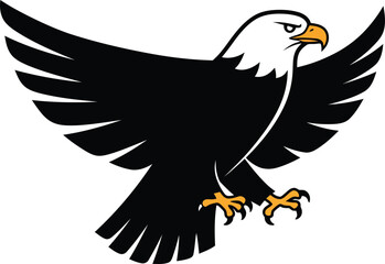 Obraz premium Majestic bald eagle spreading its wings in flight against a clean white background symbolizing freedom and power