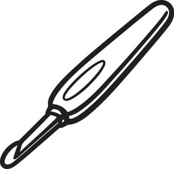 Detailed Black and White Crochet Hook Handle Vector Illustration.eps