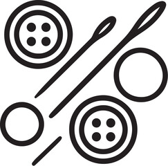 Black and White Buttons and Needles Circular Pattern Vector Illustration.eps