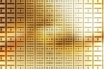 Illustration of vertical abstract pattern of golden rectangular shapes with internal divisions, creating a textured and rhythmic visual effect with a gradient background