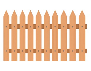 A simple, two-rail wooden fence in a light brown color