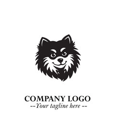 Cute Head of Dog Logo Symbol in Black on White Background with Modern Minimalist Design