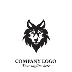 Cute Head of Dog Logo Symbol in Black on White Background with Modern Minimalist Design
